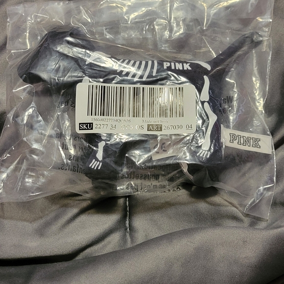 VS PINK Pink Striped OR Black Skelton Print Stuffed Dog - Picture 6 of 6